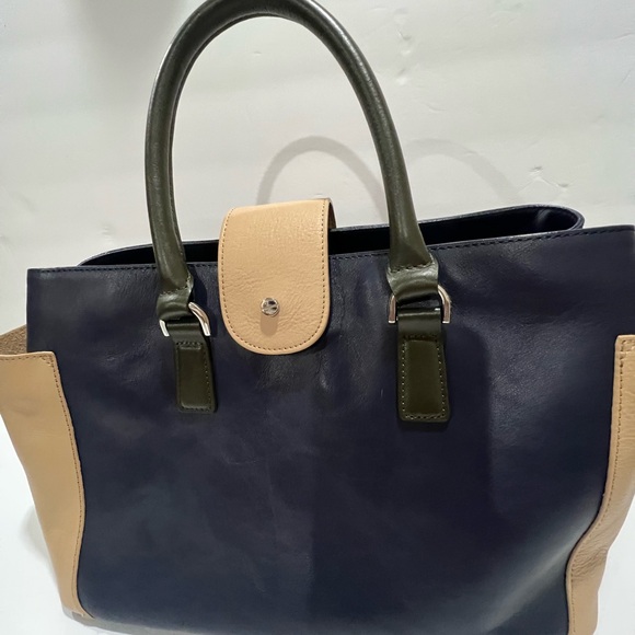 Talbots all leather color block handbag. - Picture 4 of 7